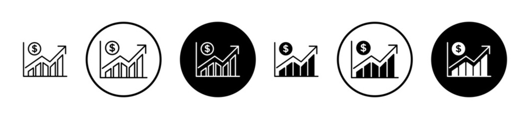 Chat arrow grow icons set in black filled and stroke line style