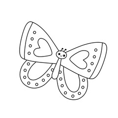 Butterfly coloring page for kids. Coloring page with butterfly. Children's coloring activity sheet. Cute Illustration to Color.