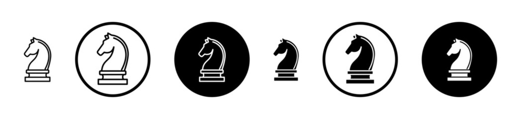 Chess icons set in black filled and stroke line style