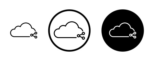 Fototapeta premium Cloud share icons set in black filled and stroke line style