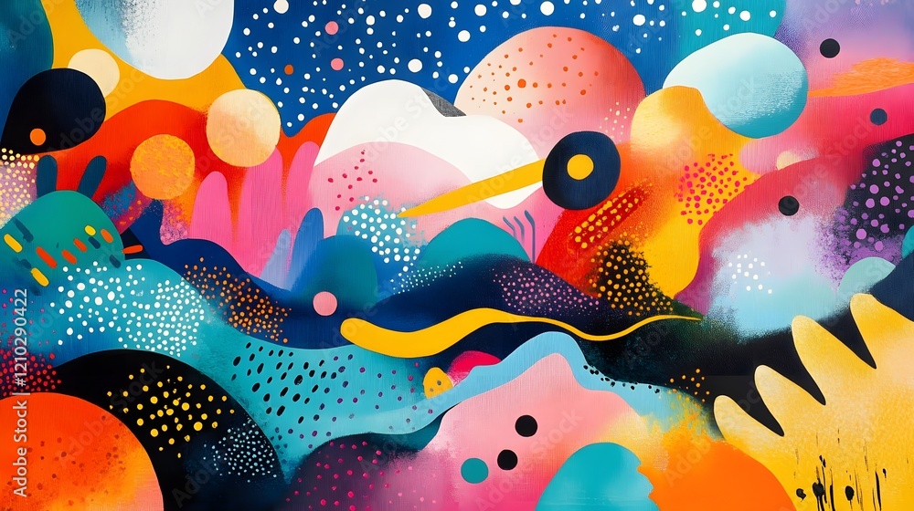 Poster vibrant and whimsical abstract art with captivating patterns and soft gradients a mesmerizing digita