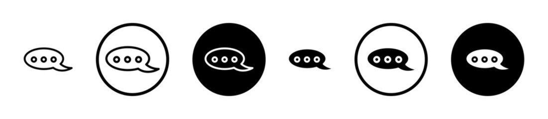 Comment icons set in black filled and stroke line style