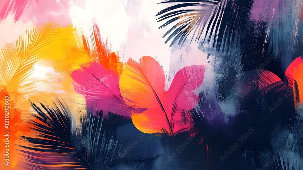 Poster visually captivating abstract design featuring vibrant strokes dynamic patterns and colorful texture