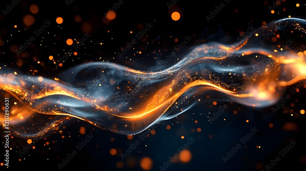 Poster captivating abstract composition of dynamic glowing and shimmering fluid shapes in a vibrant colorfu
