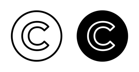 Copyright icons in black and blue set