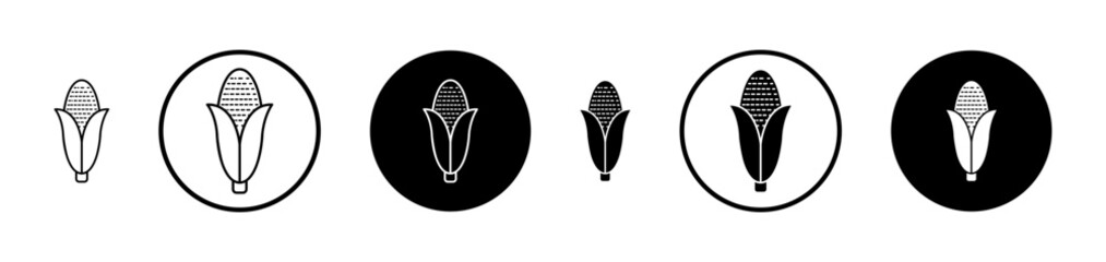 Corn icons set in black filled and stroke line style