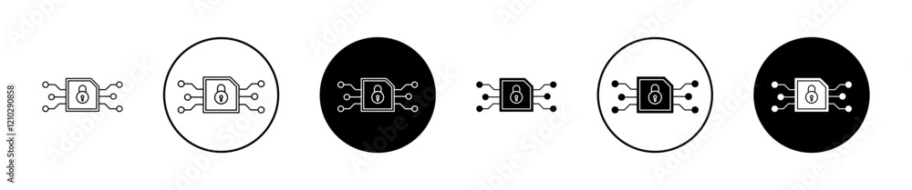 Poster cyber security icons set in black filled and stroke line style