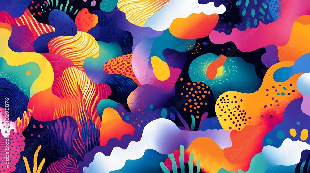 Poster mesmerizing gradient filled abstract artwork with vibrant flowing patterns and imaginative dynamic f