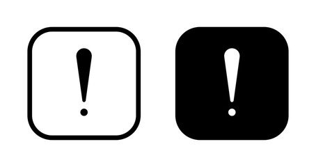 Exclamation interface icons set in black filled and stroke line style