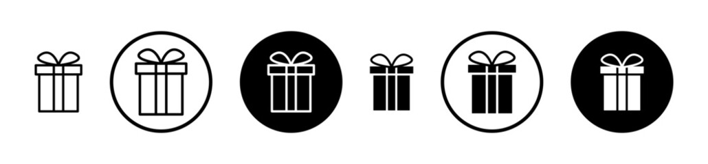 Gift icons in black and blue set