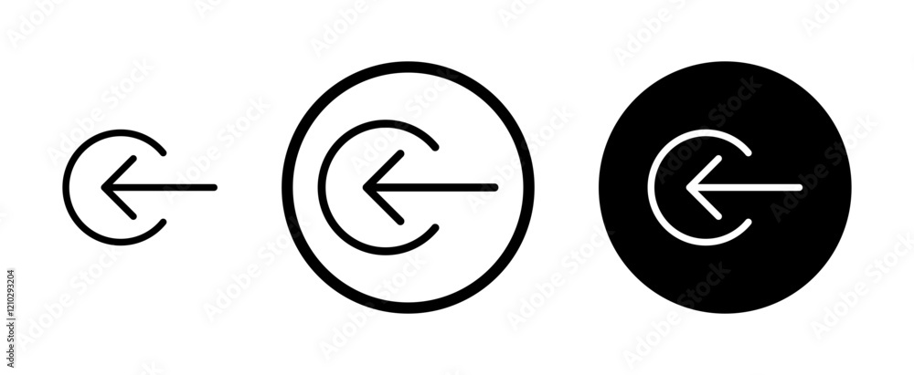 Poster log out icons set in black filled and stroke line style