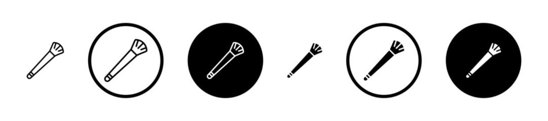 Makeup brush Icons vectors. black solid and liner versions