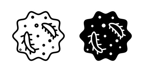 Microorganism icons in black and blue set