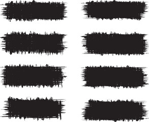 black brush strock set  and white background