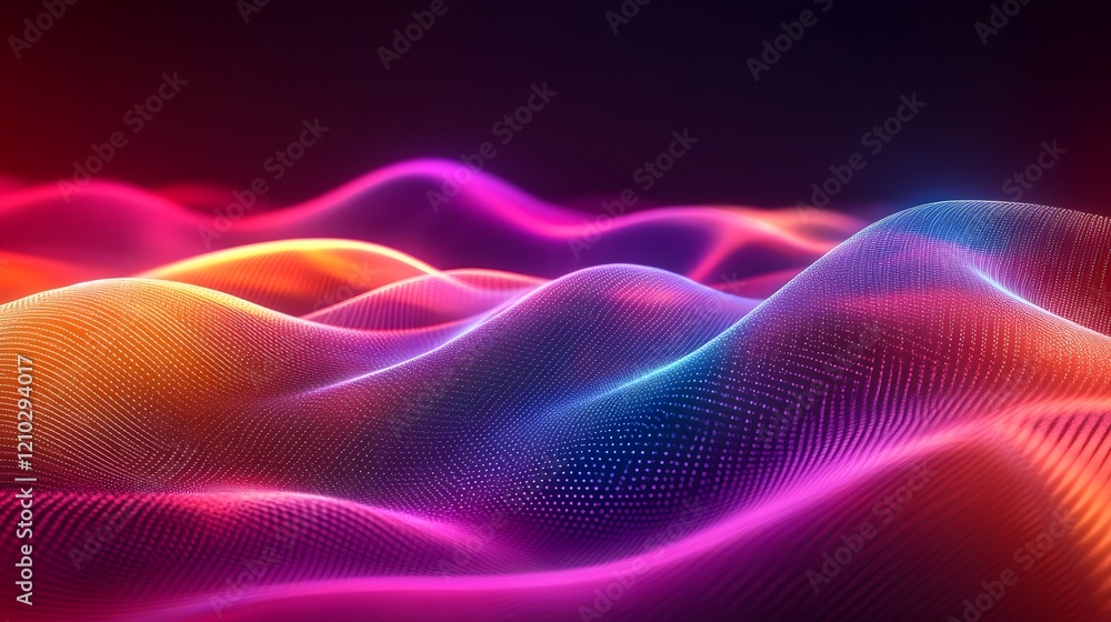 Poster mesmerizing abstract glowing lights and dynamic geometric patterns with a futuristic electric and vi