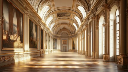 Obraz premium Classical Art Gallery With Renaissance Paintings