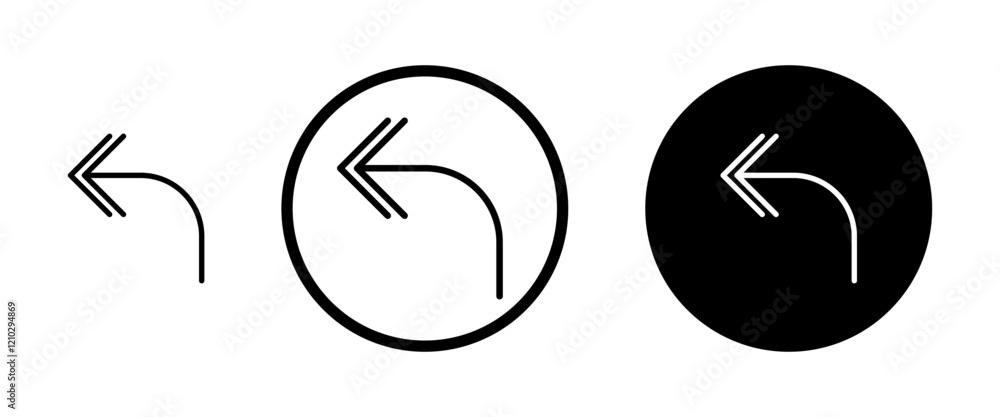Poster reply all icons set in black filled and stroke line style
