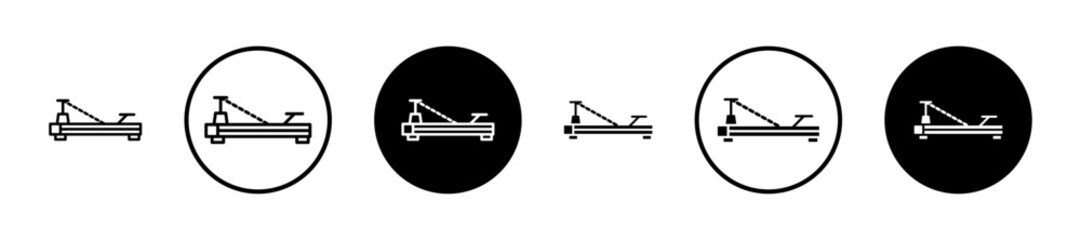 Reformer icons set in black filled and stroke line style