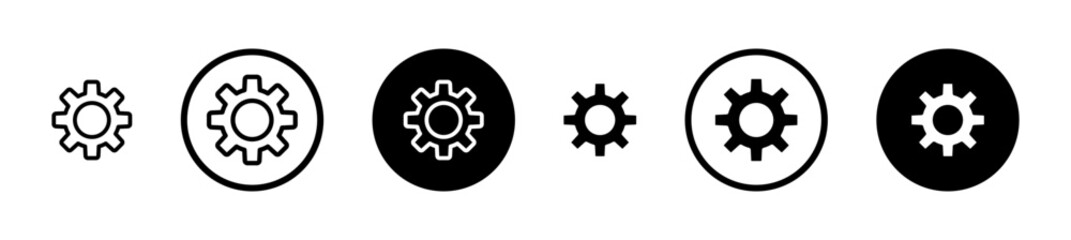 Settings icons vector pack in black and blue colors