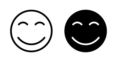 Smile icons set in black filled and stroke line style