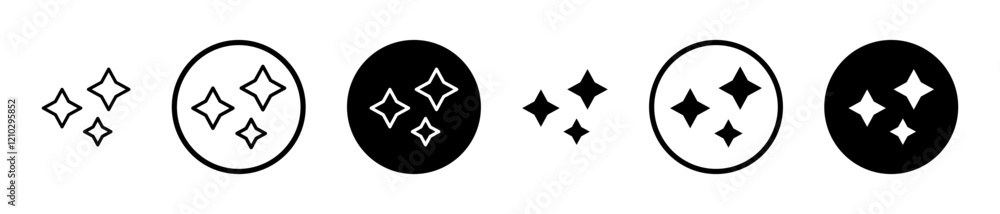 Poster sparkles icons set in black filled and stroke line style