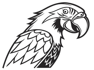 Obraz premium parrot logo, black outline, vector graphic, transparent background