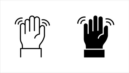 icon set of waving hand, friendly greeting, on white background.
