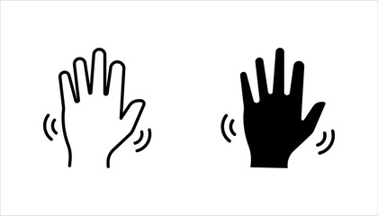 icon set of waving hand, friendly greeting, on white background.