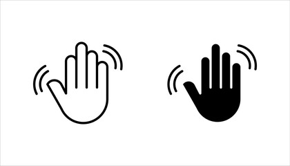 icon set of waving hand, friendly greeting, on white background.