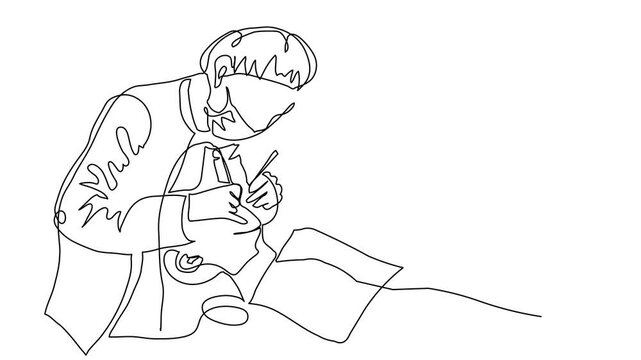 Dentists day simple illustration with doctor and patient, animated illustration. One continuous self drawing line animation, footage for dentists day celebration