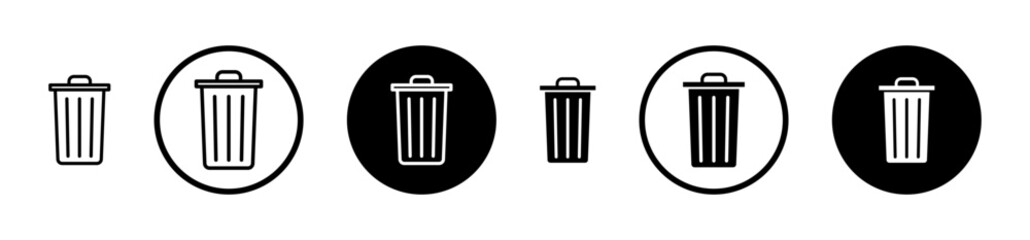 Trash icons in black and blue set