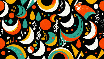 Naklejka premium Musical pattern. Design for fabrics, wallpapers. Illustration with oil paint for printing on wall decorations
