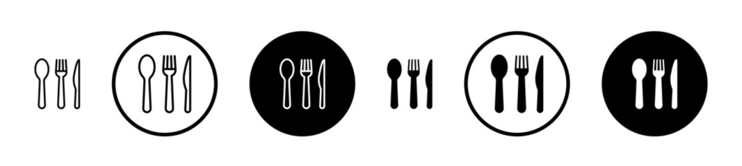 Utensils icons set in black filled and stroke line style