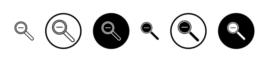 Zoom out icons vector pack in black and blue colors