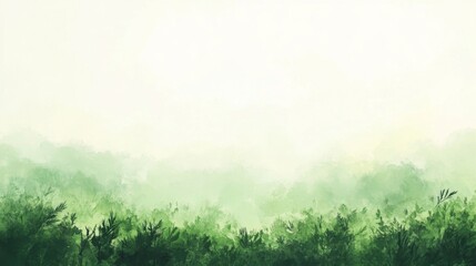 Obraz premium Serene watercolor landscape of a misty green forest
