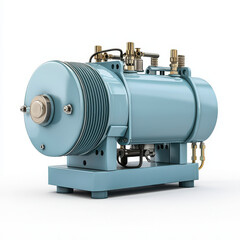Air compressor in blue color, showcasing industrial design and functionality