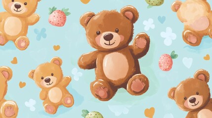 Seamless pattern  -  cartoon toy bears