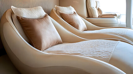 A luxurious design with flowing curves in champagne, pale cream, and muted taupe, forming a sleek and artistic backdrop 