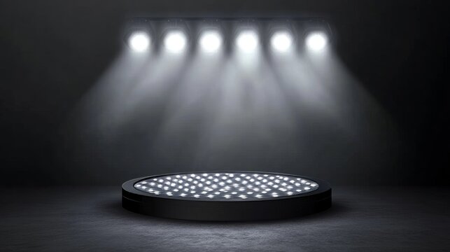 Set of spotlight for advertising stage, scene or podium. Flood light effect. ies from projector. White led backlight realistic design element isolated on transparent background. vector illustration