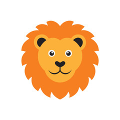 Lion Head Vector Art Illustration, Logo and Icon Flat Design