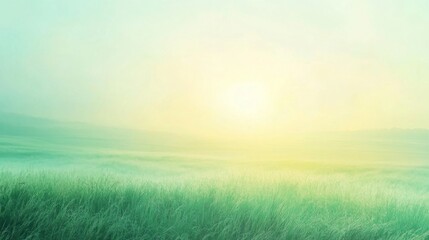 Obraz premium Peaceful Sunrise over a Serene Green Field
