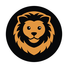 Lion Head Vector Art Illustration, Logo and Icon Flat Design