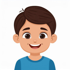 Obraz premium Flat style illustration of cute boy face. Handsome kid avatar. Isolated white backdrop.