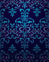 Fototapeta premium Seamless damask wallpaper, glowing neon, with white tones