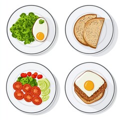 Healthy breakfast options egg, toast, salad