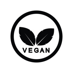 Vegan food diet icon. Organic, bio, eco symbol. Vegan, no meat, lactose free food, healthy, fresh and non-violent. Vector illustration