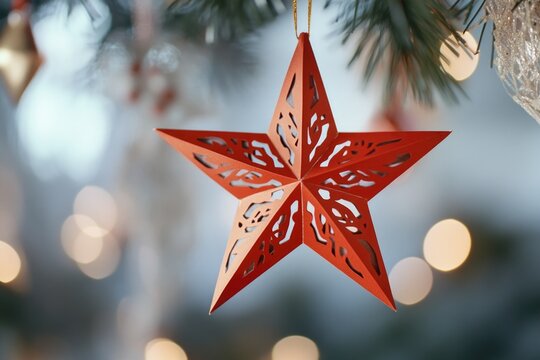 Ornate Red Star Ornament