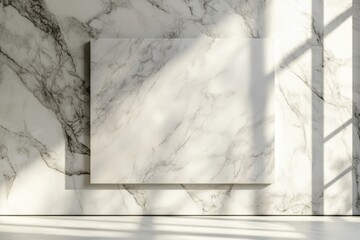 A white wall with a large empty frame