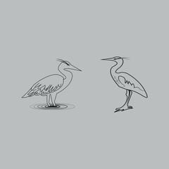 Heron Bird Hand-drawn Design