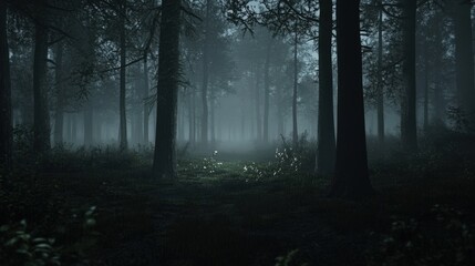 Obraz premium A Serene Forest Painting With Tall Trees